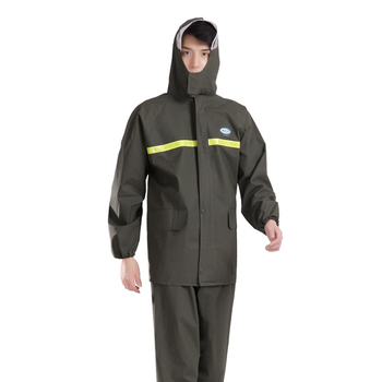 Felnőtteknek szóló szétválasztható esőkabát és nadrág készlet, vastag kötött anyag, PVC vízálló réteg, reflex részletek