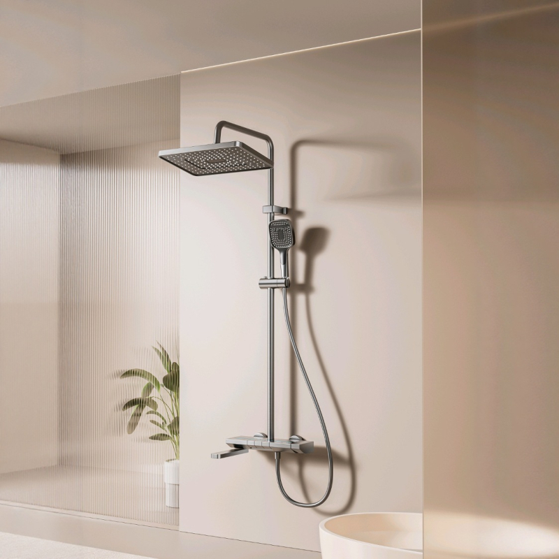 Σετ ντους – τοίχο-μοντάρισμα, κεφαλή βροχής, Space αλουμίνιο, επίχρισμα κενού, 0–90°C, 1.6 MPa