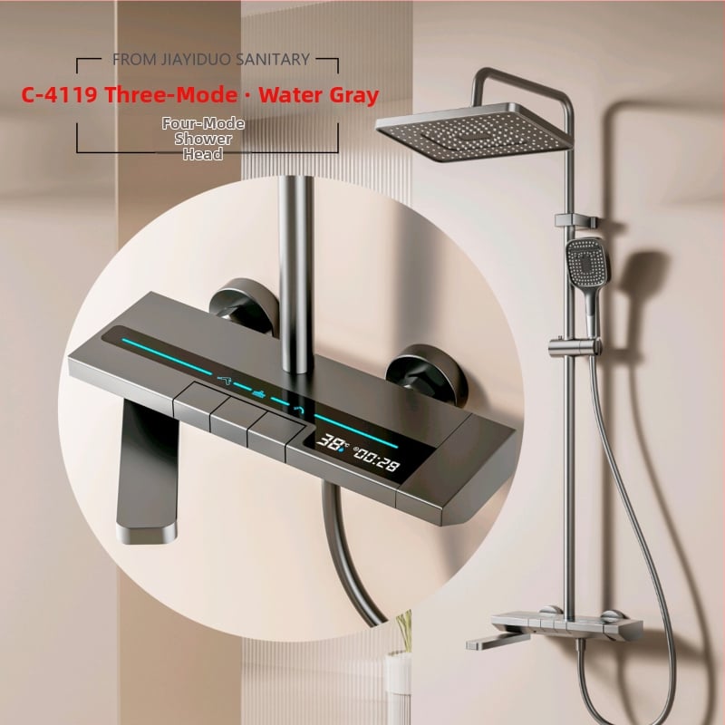 Σετ ντους – τοίχο-μοντάρισμα, κεφαλή βροχής, Space αλουμίνιο, επίχρισμα κενού, 0–90°C, 1.6 MPa