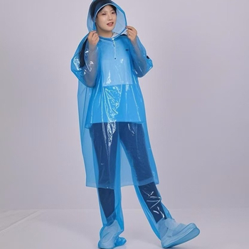 Rozdelený dážďový plášť pončo, jednorazový, PE látka, 100 g, bežná hrúbka