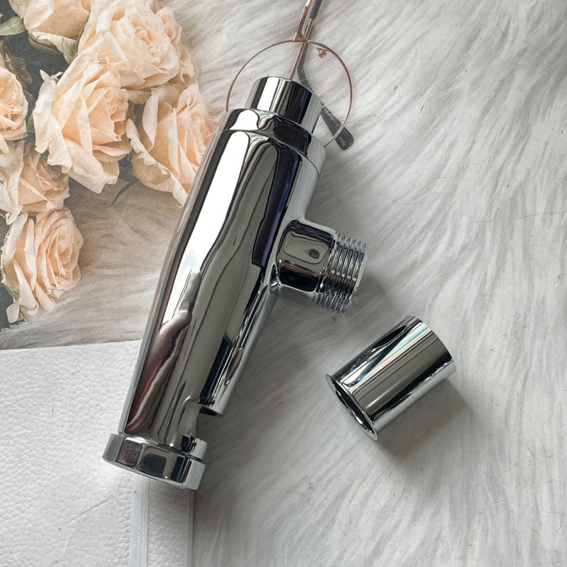 Supapă de spălare pentru toaletă, cupru, acționare manuală cu întârziere, tip apăsare, ieșire apă 1 inch, timp de spălare 3-10 secunde