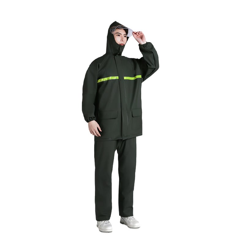 Σετ αδιάβροχων ρούχων από πλεκτό ύφασμα, παχτερό, ανακλαστικές λεπτομέρειες, με διαχωριζόμενα παντελόνια βροχής για ενήλικες, κατάλληλο για ηλεκτρικά σκούτερ