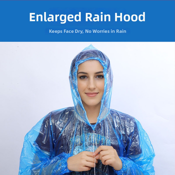 Palton de ploaie PE de unică folosință, transparent, pentru adulți, ușor pentru drumeții în aer liber, țesătură PE 0.02, strat etan PE