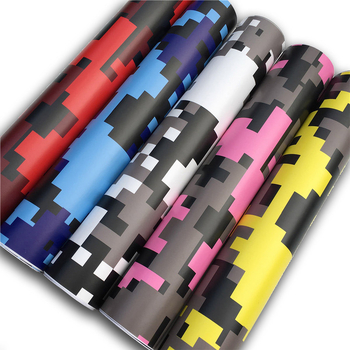 Színváltó film autótestre digitális kamuflázzal és geometriai mintával, PVC film, testreszabott méretek, ragasztásos felhelyezés