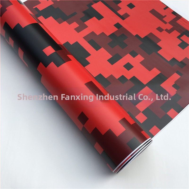 Színváltó film autótestre digitális kamuflázzal és geometriai mintával, PVC film, testreszabott méretek, ragasztásos felhelyezés