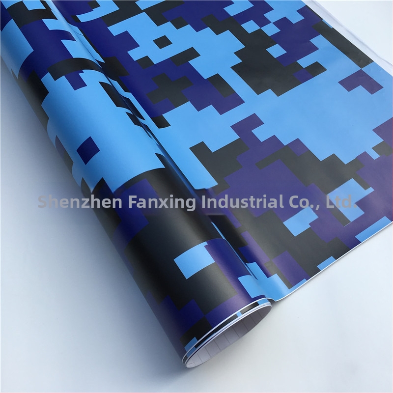 Színváltó film autótestre digitális kamuflázzal és geometriai mintával, PVC film, testreszabott méretek, ragasztásos felhelyezés