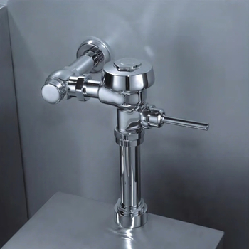 Valvă de spălare pentru toaletă, montată pe perete, cu întrerupător manual și funcție de întârziere, ieșire DN25, corp din cupru 59, presiune de lucru 0,1–1,0 MPa, timp de spălare 3–8 s