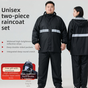 Σετ αδιάβροχου μπουφάν και παντελόνιών ποδηλασίας, διπλού στρώματος, με διπλό γείσο, επαναχρησιμοποιήσιμο για ενήλικες, ύφασμα 0,22 mm, PU αδιάβροο στρώμα