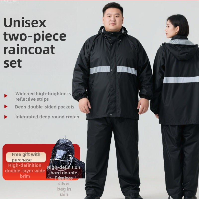 Σετ αδιάβροχου μπουφάν και παντελόνιών ποδηλασίας, διπλού στρώματος, με διπλό γείσο, επαναχρησιμοποιήσιμο για ενήλικες, ύφασμα 0,22 mm, PU αδιάβροο στρώμα