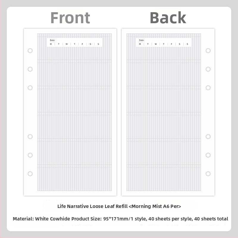 Mr.paper M5 unutarnje stranice bilježnice – papir od drvene celuloze – 10 stranica – kompatibilno s M5 rupama