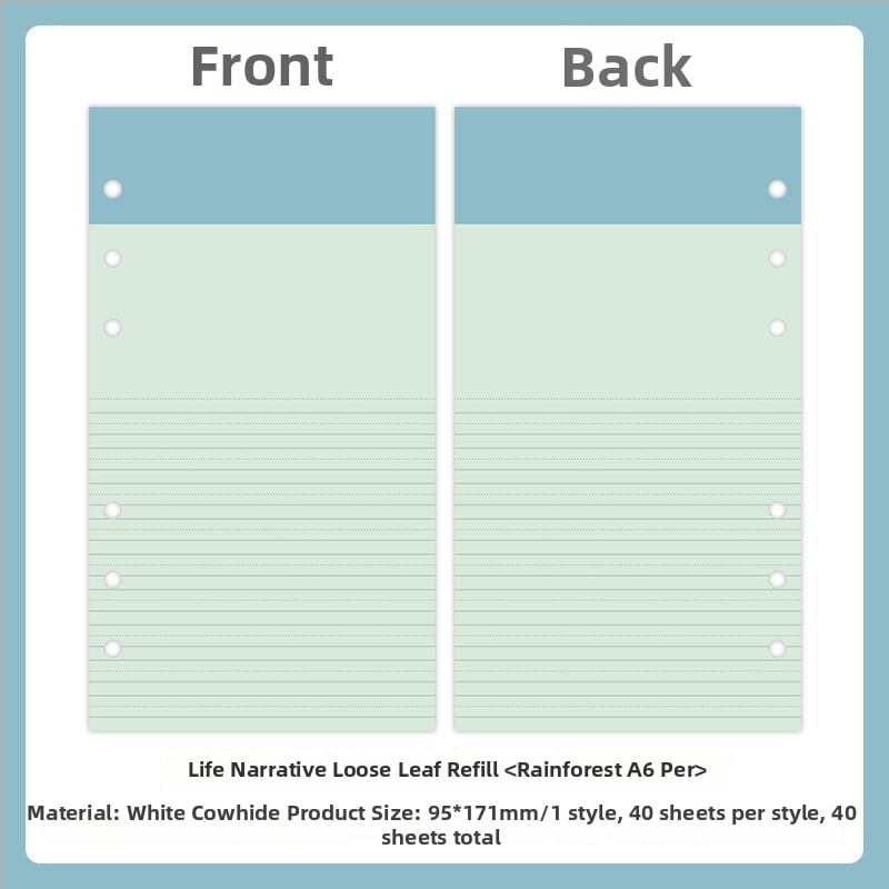 Mr.paper M5 unutarnje stranice bilježnice – papir od drvene celuloze – 10 stranica – kompatibilno s M5 rupama