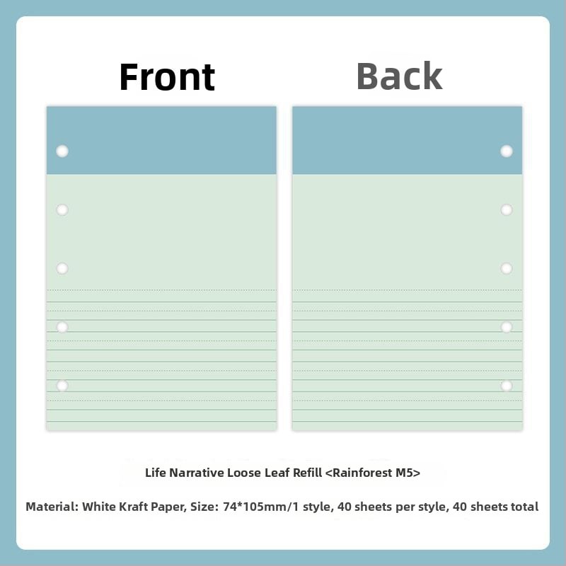 Mr.paper M5 unutarnje stranice bilježnice – papir od drvene celuloze – 10 stranica – kompatibilno s M5 rupama