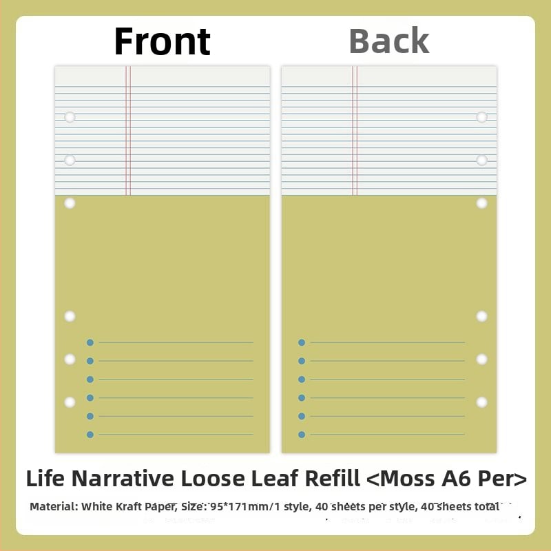 Mr.paper M5 unutarnje stranice bilježnice – papir od drvene celuloze – 10 stranica – kompatibilno s M5 rupama