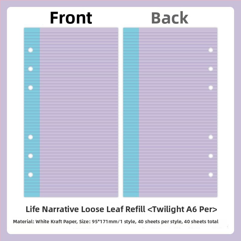 Mr.paper M5 unutarnje stranice bilježnice – papir od drvene celuloze – 10 stranica – kompatibilno s M5 rupama