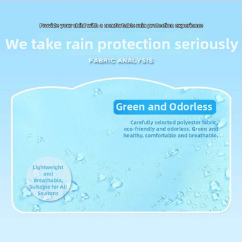 Παιδικό αδιάβροχο πόντσο με χωριστό στυλ και σχέδιο καρτούν (PVC ύφασμα, PU αδιάβροχη στρώση, κατάλληλο για παιδιά, προσαρμοζόμενο λογότυπο)