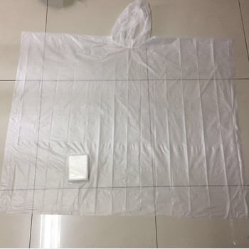 Poncho de ploaie PLA biodegradabil; material PLA+amidon de porumb+PBAT; grosime a țesăturii 0,02 mm; greutate 60 g; destinat adulților; poncho pentru drumeții