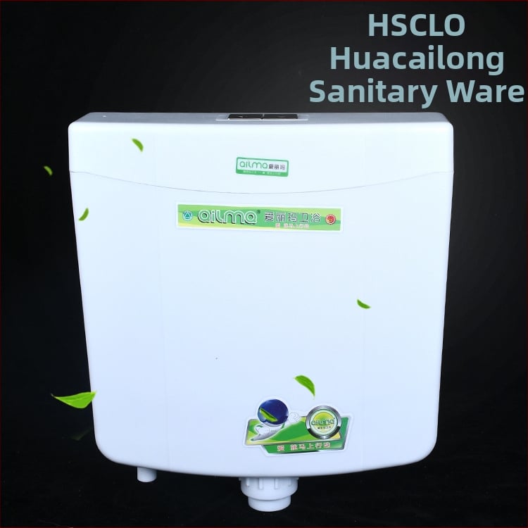 PP επίτοιχο δοχείο πλήρωσης για τουαλέτα τύπου squat — εξοικονόμηση ενέργειας, χειροκίνητος έλεγχος, πλήρωση 3–11 L, αποχέτευση στο δάπεδο, αθόρυβη λειτουργία