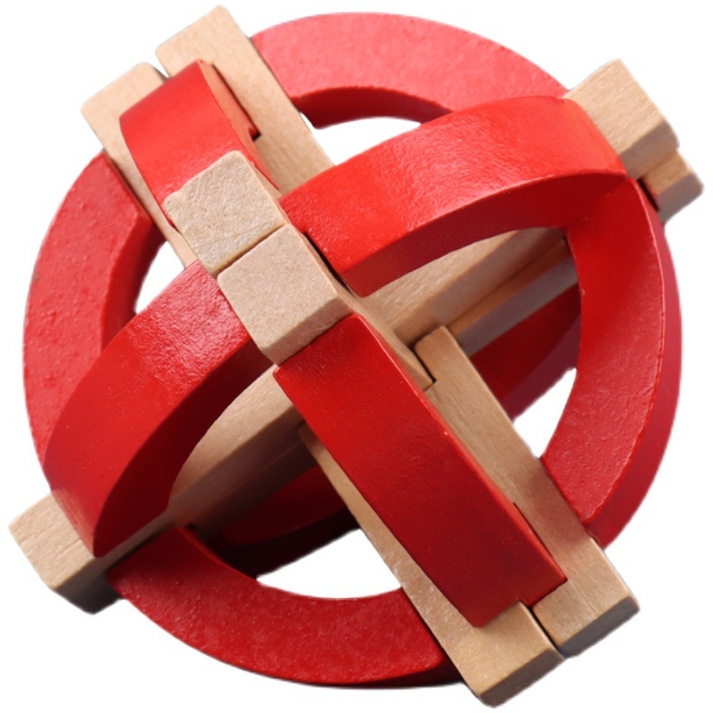 Drveni Luban Lock / Kong Ming Lock – puzzle za otvaranje brava, deset razina visoke težine, devetčlani prsten, za uzrast 7–14 godina