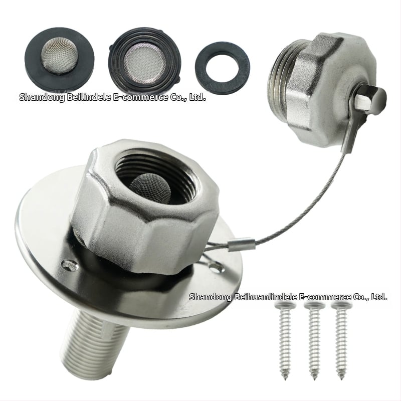 RV vízbeömlő visszacsapó szeleppel – teljesen fémből, rozsdamentes acél, RV víztartályhoz