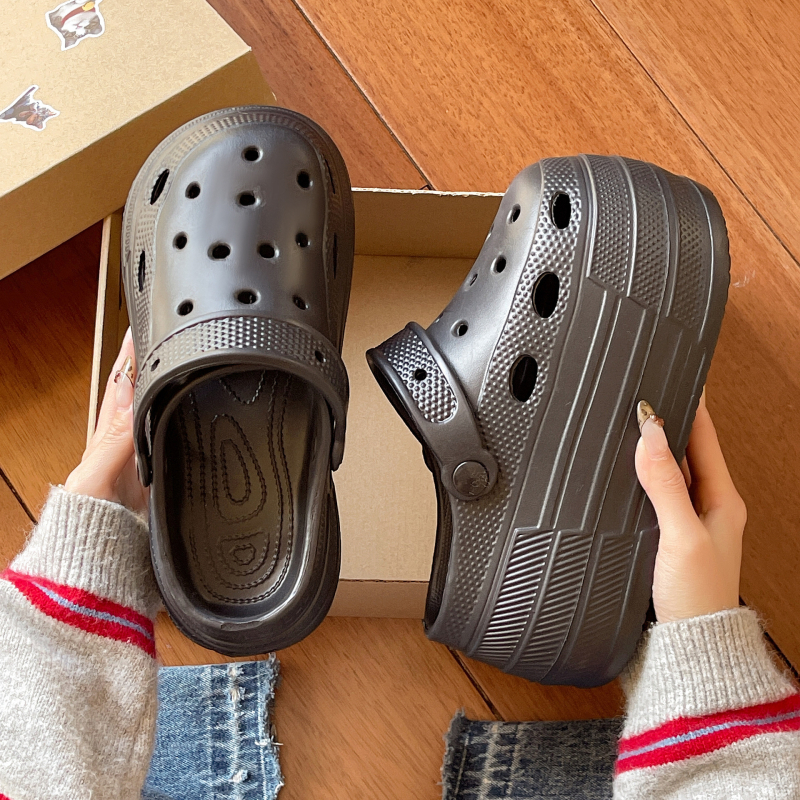 Crocs-stil svadbene sandale, visina povišenja 7-8 cm, debeli potplat, EVA gornji dio i potplat, okrugli vrh, protuklizno