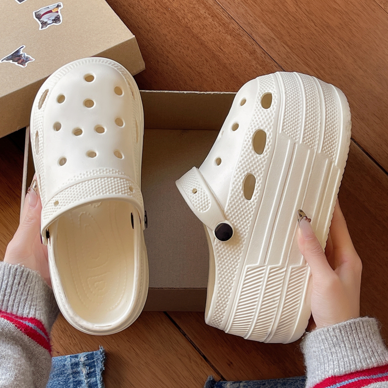 Crocs-stil svadbene sandale, visina povišenja 7-8 cm, debeli potplat, EVA gornji dio i potplat, okrugli vrh, protuklizno