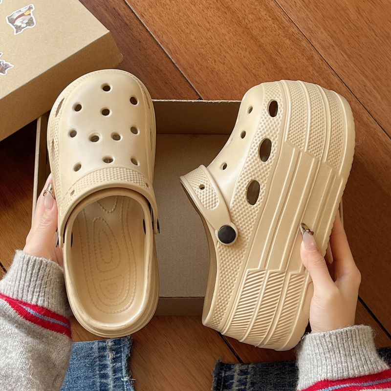 Crocs-stil svadbene sandale, visina povišenja 7-8 cm, debeli potplat, EVA gornji dio i potplat, okrugli vrh, protuklizno