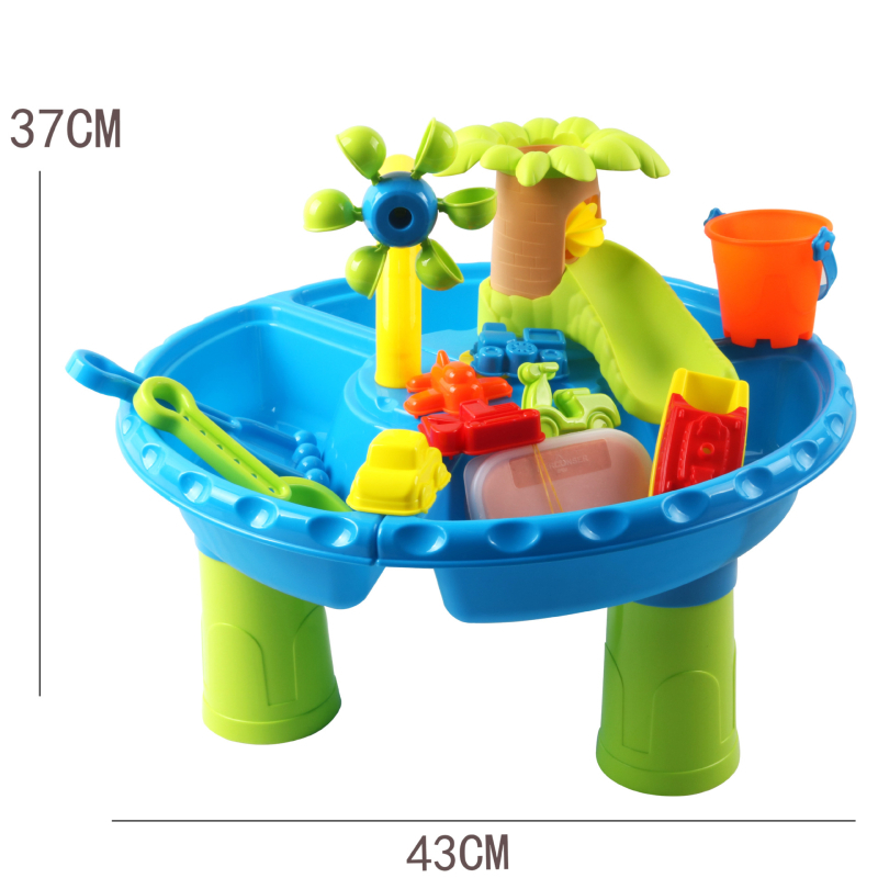 Dječji stol za igru s pijeskom i vodom za plažu – plastični, za djecu 4–6 godina, stol za pijesak i vodu (materijal: plastika; kategorija: plažne igračke; dobna granica: 4–6 godina; tip: stol za pijesak i vodu)