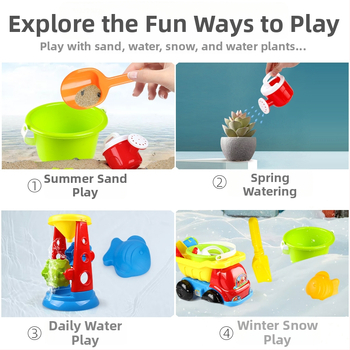 Xinhang Toys пластмасов комплект за игра с пясък – кофа и лопатка, с мрежест пакет, за деца на 4–6 години