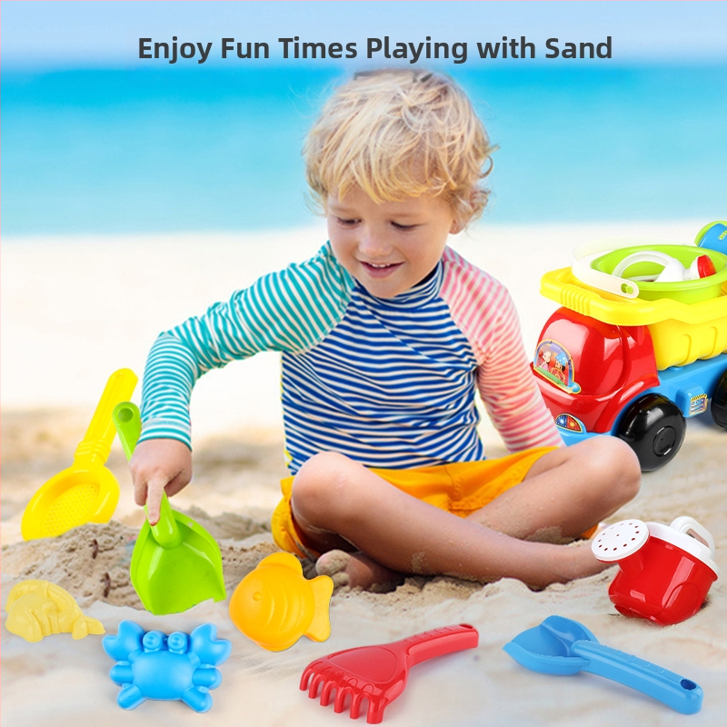 Xinhang Toys пластмасов комплект за игра с пясък – кофа и лопатка, с мрежест пакет, за деца на 4–6 години