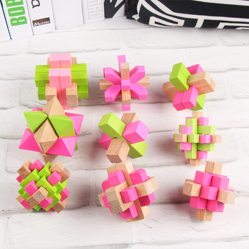 Drveni Lu Ban Lock / Kongming Lock puzzle za otključavanje, Ruisheng, za djecu 8–12 godina