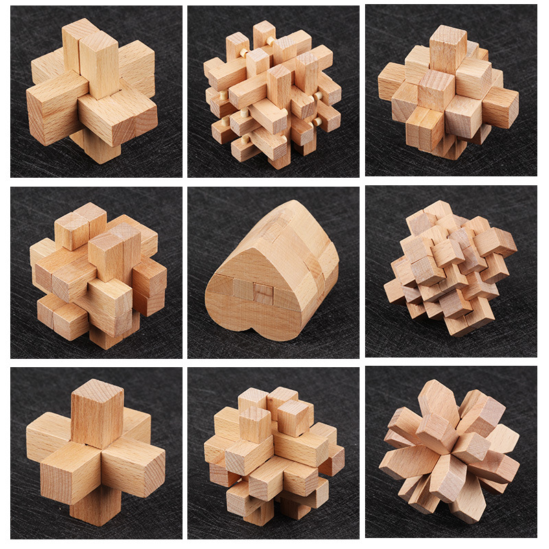 Drveni Lu Ban Lock / Kongming Lock puzzle za otključavanje, Ruisheng, za djecu 8–12 godina