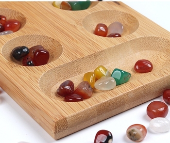 Σετ σκακιού με λίθους από μπαμπού, αναδιπλούμενο, blister συσκευασία, κατάλληλο για όλες τις ηλικίες