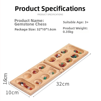 Σετ σκακιού με λίθους από μπαμπού, αναδιπλούμενο, blister συσκευασία, κατάλληλο για όλες τις ηλικίες