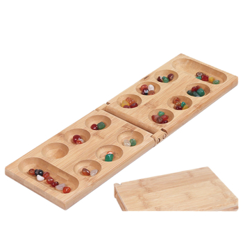 Σετ σκακιού με λίθους από μπαμπού, αναδιπλούμενο, blister συσκευασία, κατάλληλο για όλες τις ηλικίες