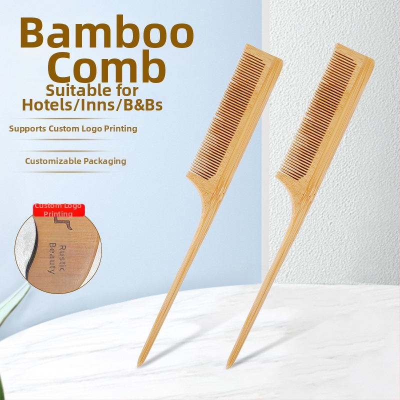 Bambusový pravouhlý hrebeň s možnosťou gravírovania loga a personalizácie, hrúbka 0,5 cm