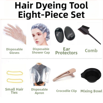 Σετ εργαλείων βαφής μαλλιών 8 τεμαχίων: μπολ βαφής, εξαρτήματα μίας χρήσης, μανδύας, γάντια, χτένα