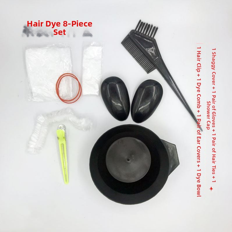 Σετ εργαλείων βαφής μαλλιών 8 τεμαχίων: μπολ βαφής, εξαρτήματα μίας χρήσης, μανδύας, γάντια, χτένα