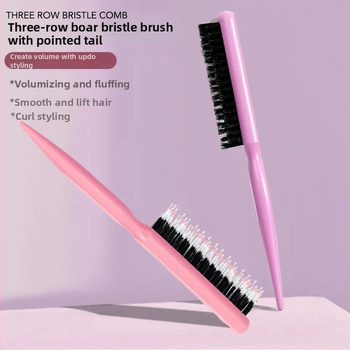 Három soros vaddisznó-szőrű hajkefe a stylinghoz és estélyi frizurákhoz