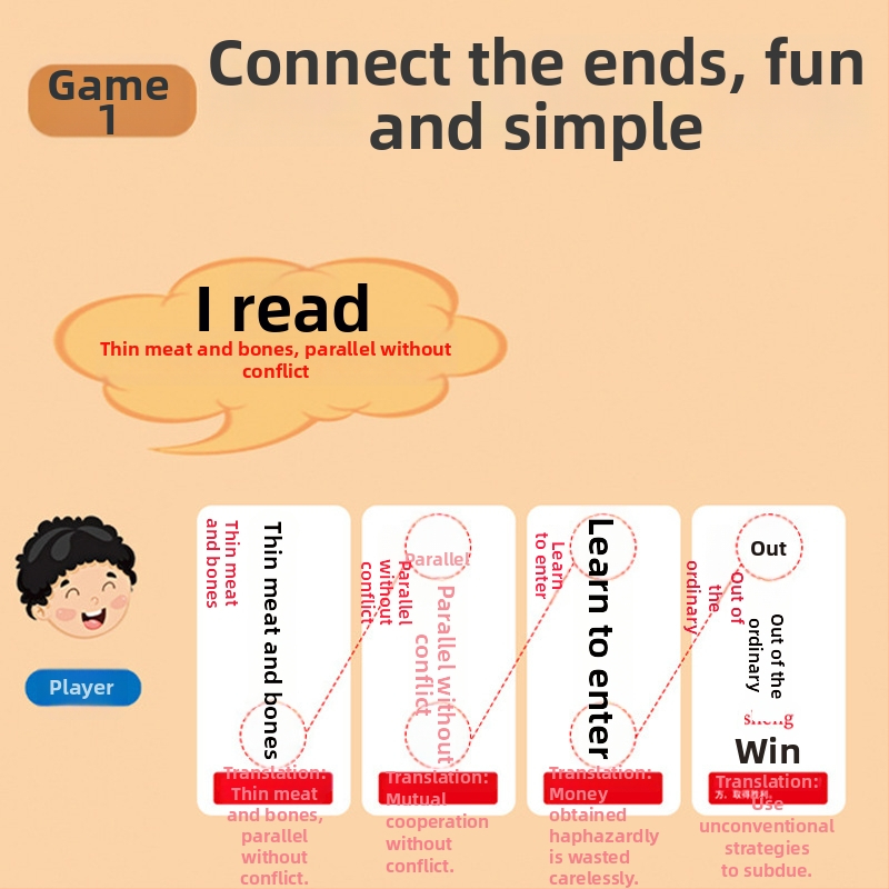 Κάρτες Επιτραπέζιου Παιχνιδιού με Κινέζικές Ιδιωματικές Φράσεις Dragon Connect, 600 Κάρτες, Εκπαιδευτικό Οικογενειακό Παιχνίδι, Χαρτί, Beili, Zhejiang