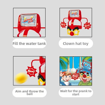 Παιχνίδι τραπεζιού για παιδιά με καπέλο κλόουν που ψεκάζει νερό, πλαστικό, διαδραστικό για γονέα και παιδί