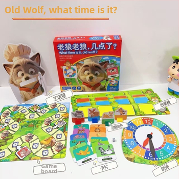 Old Wolf, Old Wolf, What Time Is It? Διαδραστικό τραπεζιού παιχνίδι με κάρτες για γονέα και παιδί – εκπαιδευτικό, από χαρτί; Κατηγορία: Κάρτες παιχνιδιού για τραπέζι; Ηλικίες: 4–14 ετών