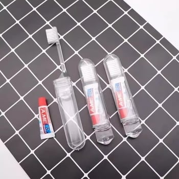 Periuța de dinți de unică folosință, pliabilă – set de călătorie cu pastă de dinți pentru uz casnic și în călătorii