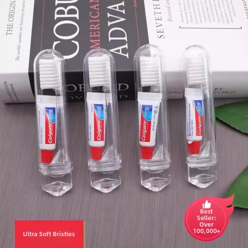 Periuța de dinți de unică folosință, pliabilă – set de călătorie cu pastă de dinți pentru uz casnic și în călătorii