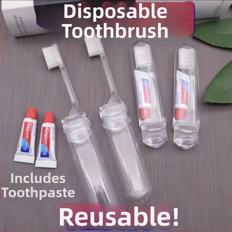 Periuța de dinți de unică folosință, pliabilă – set de călătorie cu pastă de dinți pentru uz casnic și în călătorii