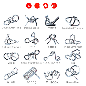 Kongming Lock — μεταλλικό παζλ με 16 τεμάχια και εννέα συνδέσμους — DIY φιλικό