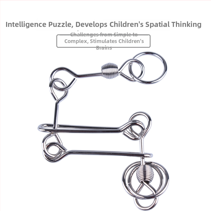 Μεταλλικός παζλ-κλειδαριά με πέντε συνδέσμους – εκπαιδευτικό παιχνίδι για παιδιά 7–14 ετών (Kongming-Luban lock)