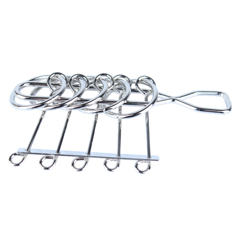 Μεταλλικός παζλ-κλειδαριά με πέντε συνδέσμους – εκπαιδευτικό παιχνίδι για παιδιά 7–14 ετών (Kongming-Luban lock)