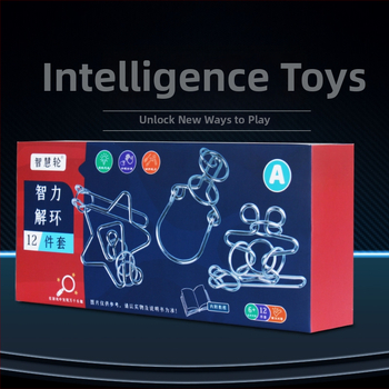 Ατσάλινο παζλ εννέα συνδέσμων: σετ 12 τεμαχίων, για ηλικίες 4–6 ετών, διατίθεται παραμετροποίηση λογότυπου