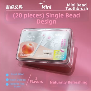 Perie dentară mini, de unică folosință, cu mentă, peri moi, din plastic, 20 buc. într-o cutie