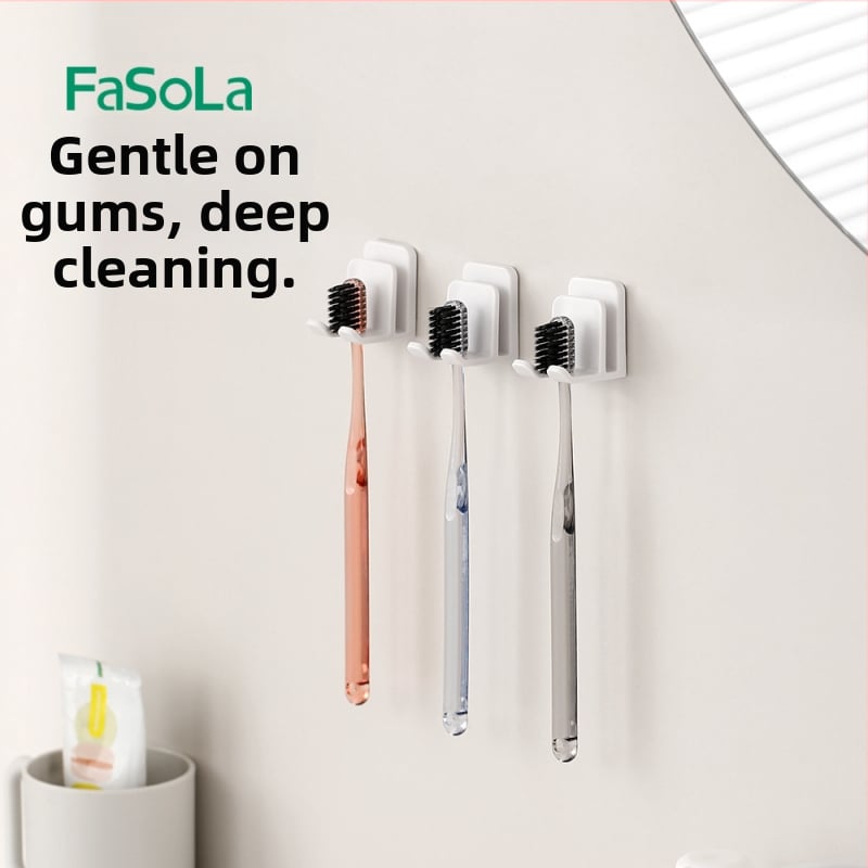 FaSoLa periuță de dinți cu peri moi pentru masajul gingiilor și îndepărtarea tartrului – material PETG/PBT, set de 3 buc.